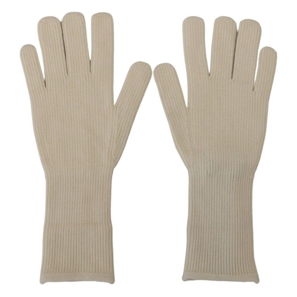Dolce & Gabbana White Cashmere Knitted Hands Mitten Mens Men's Gloves